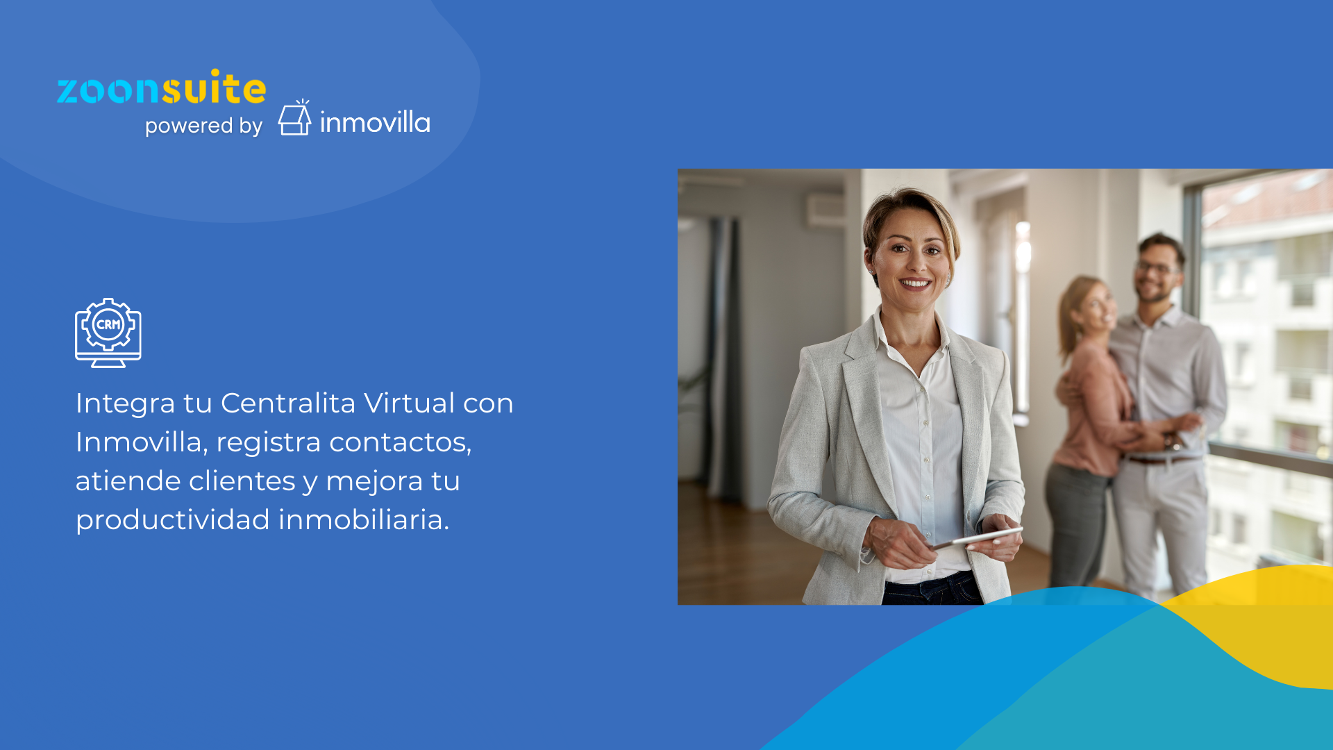 Integración de la centralita virtual de Zoon Suite con el CRM inmobiliario Inmovilla para gestionar llamadas y clientes.