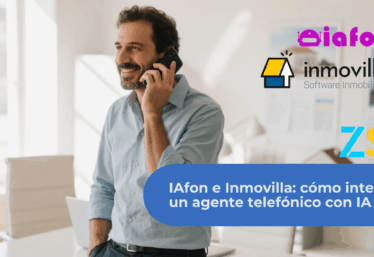 Agente inmobiliario atendiendo llamadas con IAfon integrado con Inmovilla