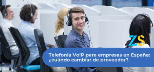 Agentes de call center con sistema de telefonía VoIP y numeración fija para empresas en España
