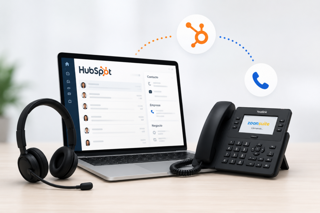 Integración de HubSpot con la centralita virtual de Zoon Suite para registrar llamadas, mejorar el seguimiento comercial y centralizar la comunicación con clientes.